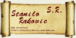 Stanilo Raković vizit kartica
